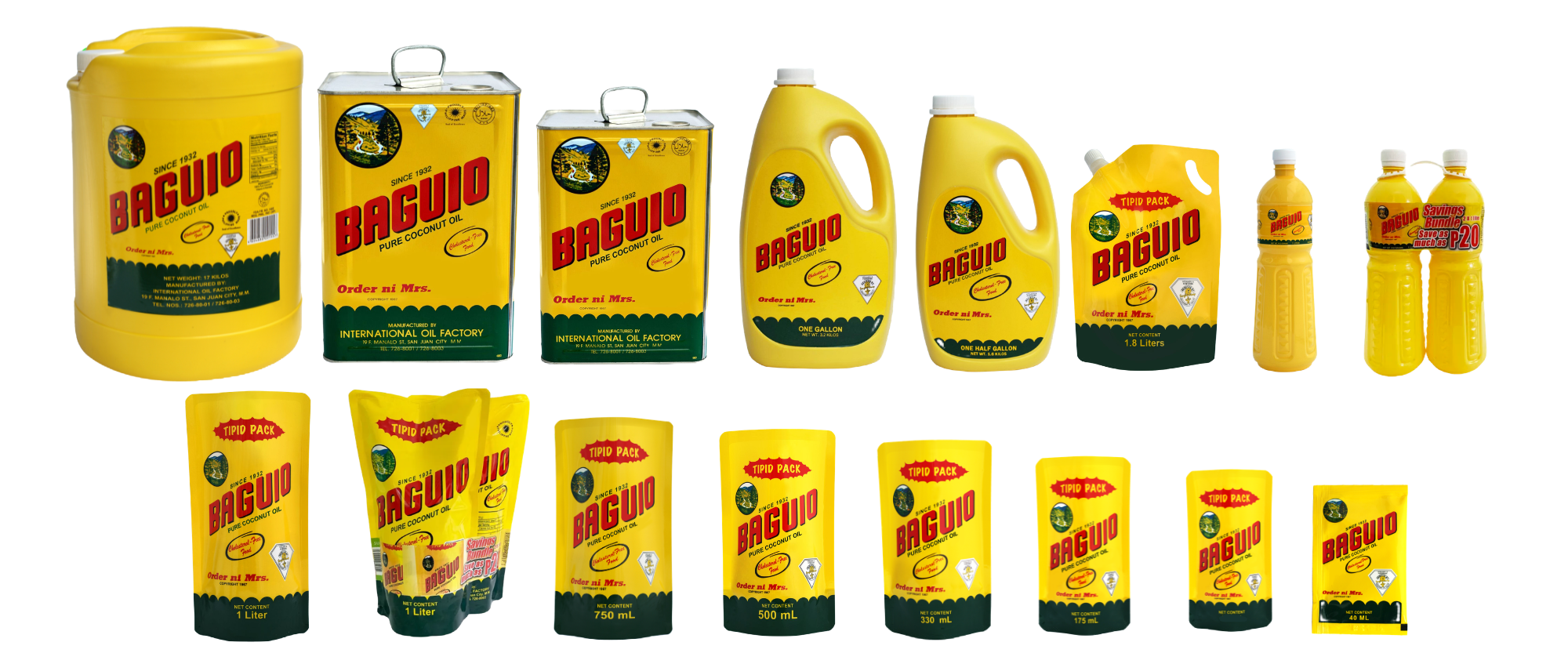 Baguio Coconut Oil product catalog