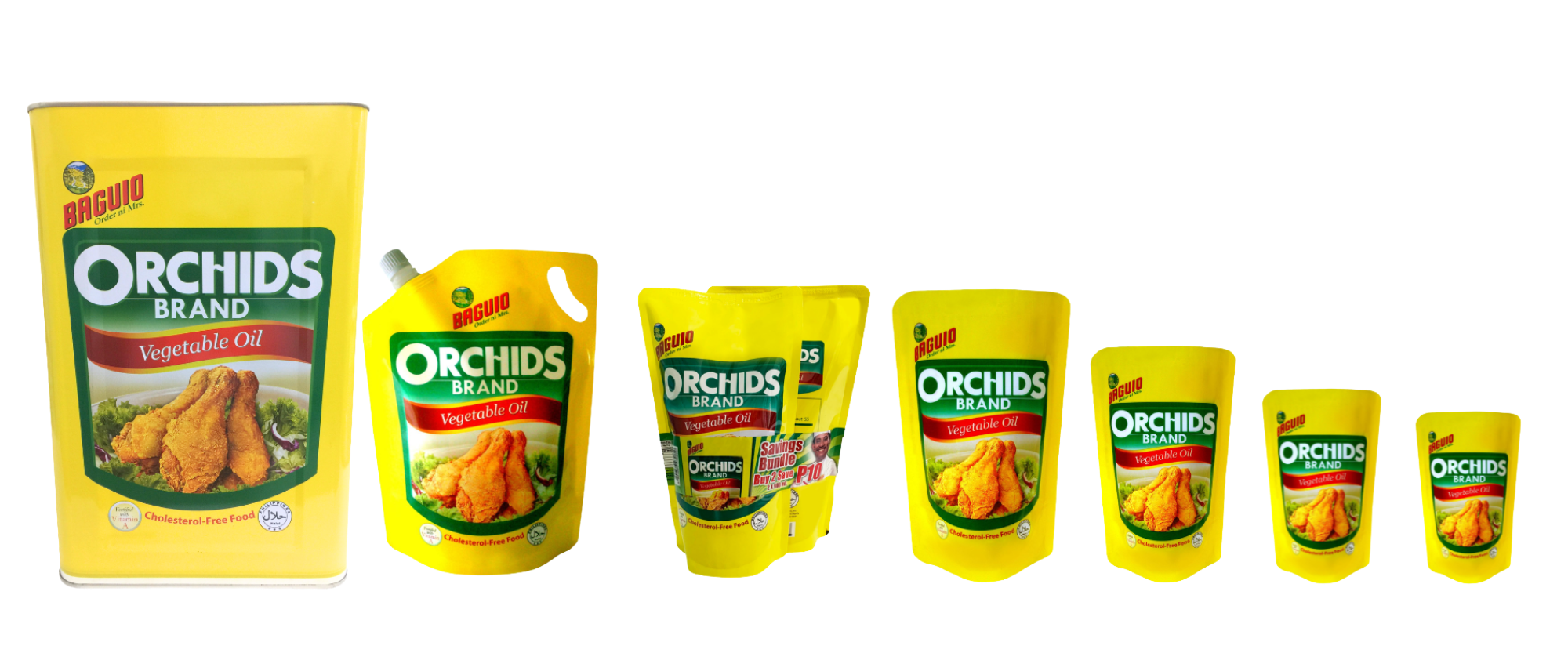 Baguio Orchids Brand Vegetable Oil available sizes