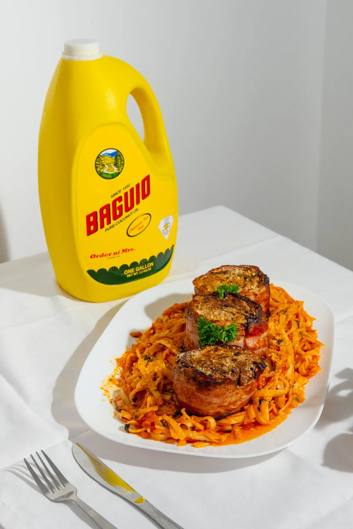 Valentine's Special Fettuccini Pomodoro with Filet Mignon Beef Steak